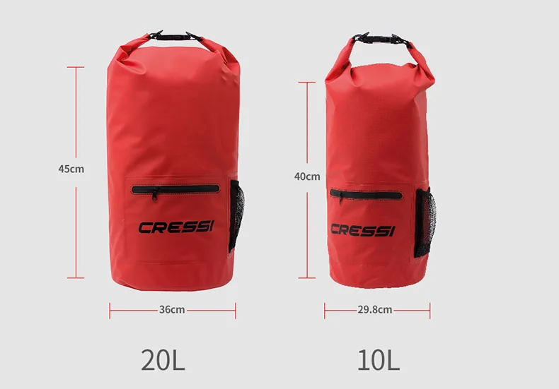 Cressi 10L 20L сухой мешок водонепроницаемый Дайвинг оборудование сумка погружение подводное плавание Плавание дрейфующий мешок с передней молнией