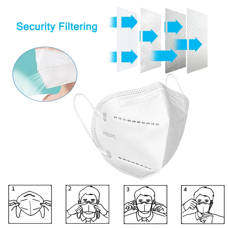 10-200Pcs KN95 Masks FP2 facial masks 4 Layers Filter Dust Mouth PM2.5 maske Face Mask mascarillas Protective Mask masque маска