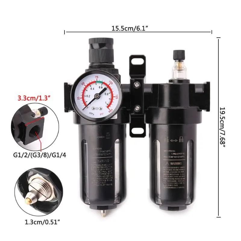 

Water Oil Separator Pneumatic Air Filter Regulator & Lubricator Combinations Y1QB