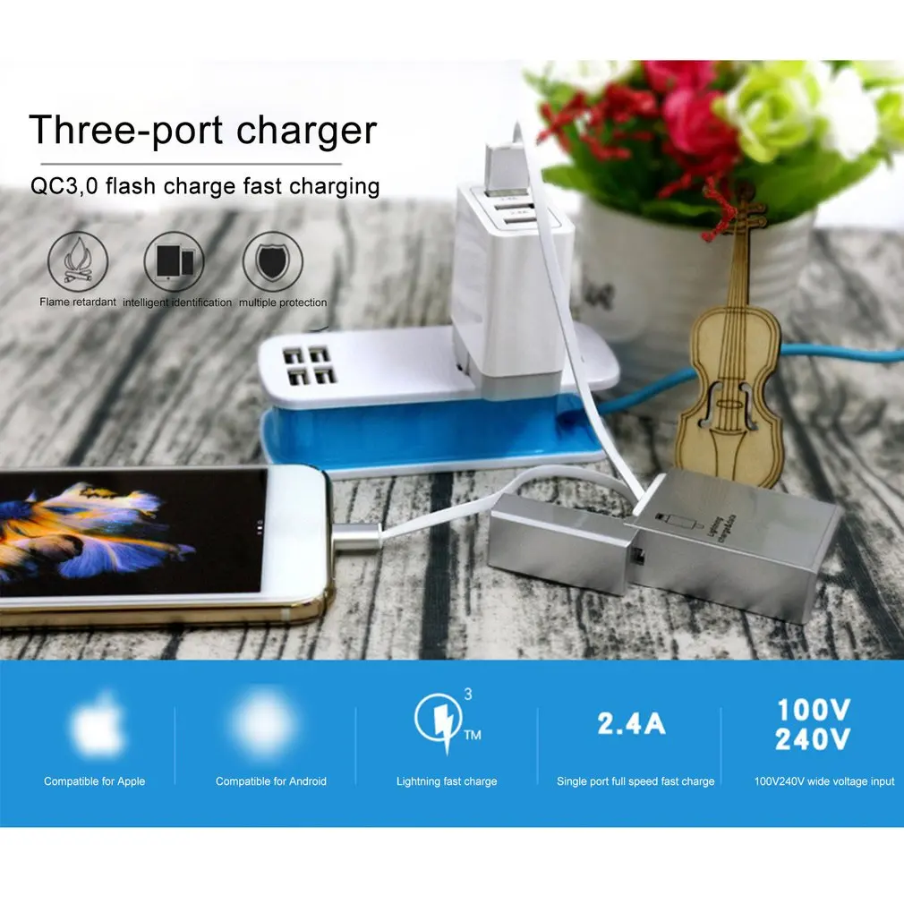 3 USB порта быстрое зарядное устройство адаптер QC3.0 быстрое зарядное устройство три порта зарядное устройство USB быстрая зарядка для iphone samsung huawei Xiaomi