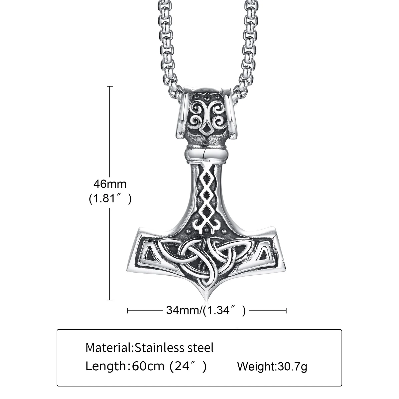 Buy Men Viking Norse Thor'S Hammer Mjolnir Pendant Necklace Jewelry Scandinavian