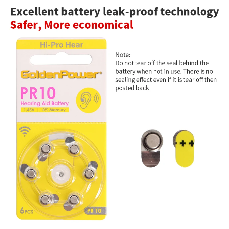 1 Set 6 Pcs A10 Battery Size 10 Battery Safe Household Battery Professional Hearing Aid