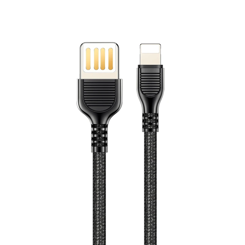 TOTU 2.4A быстрая скорость Дата USB телефонный кабель зарядное устройство для Iphone Xs Max цинковый сплав зарядный кабель для Iphone X 8 7 6 Plus зарядное устройство - Цвет: BLACK