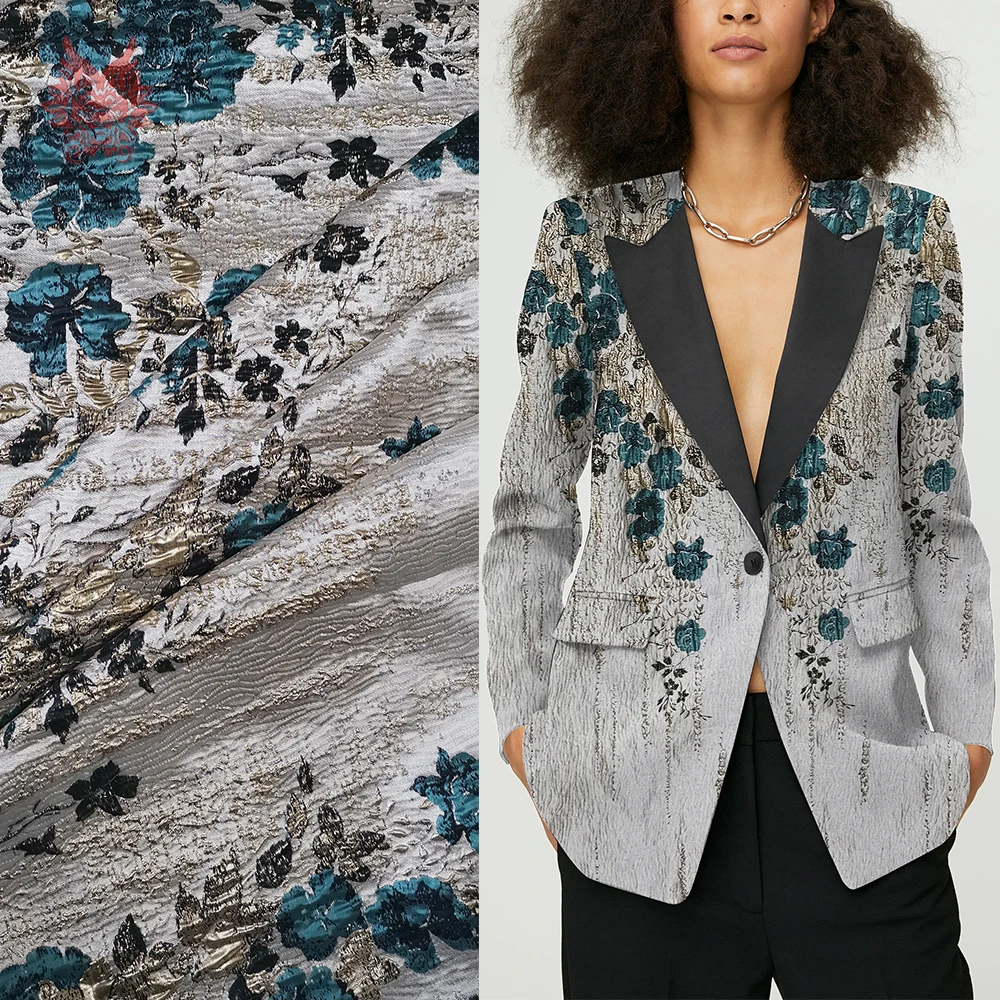 Роскошная металлическая парчовая ткань во французском стиле 120*140 см для женского платья пальто tela de brocado en tissu sp5729