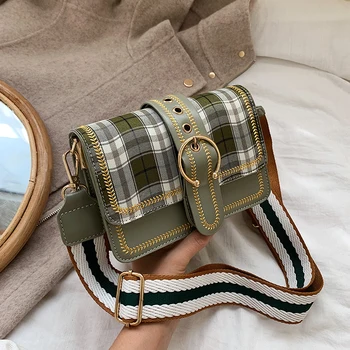 

Fashion Small Plaid Crossbody Bags for Women Handbags 2020 New Wide Strap Ladies Designer Shoulder Messenger Bags Female Purses