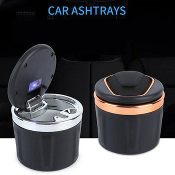 

Car Ashtray Cenicero Coche Multi-Function With LED Light Aschenbecher Auto Accessories Interior Cendrier Voiture Ash Tray Asbak