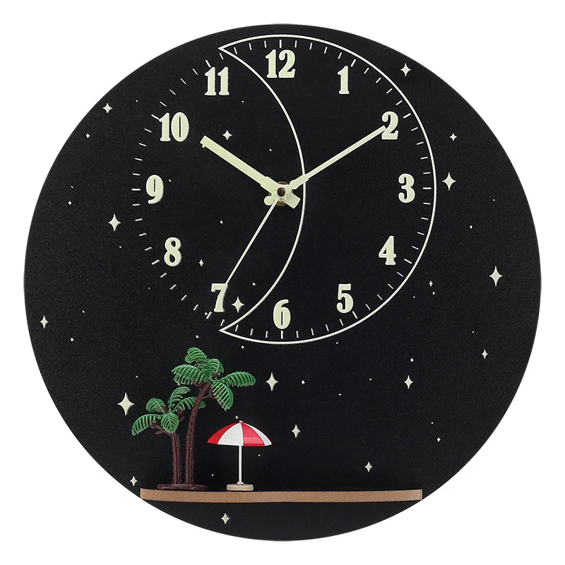 Luminous Silent Non-Ticking Kitchen Wall Clocks 12 Inch Wood Wall Clock With Night Lights Indoor Outdoor Living Room Decoration 