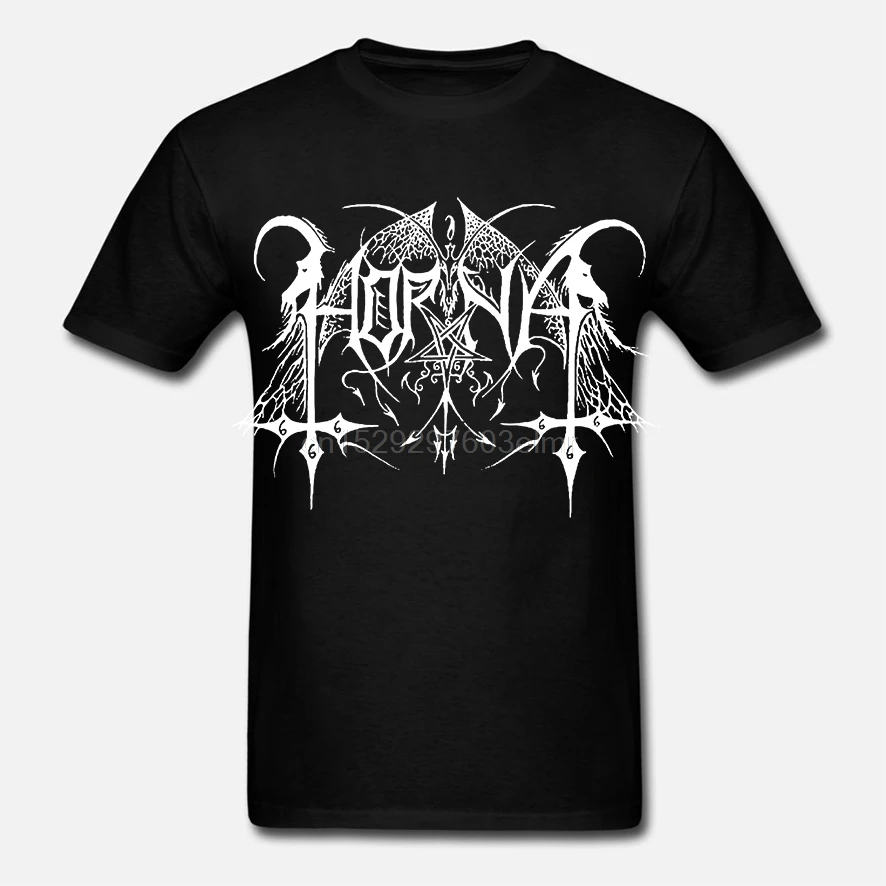 HORNA FINLAND/черная хлопковая футболка с коротким рукавом и металлическим