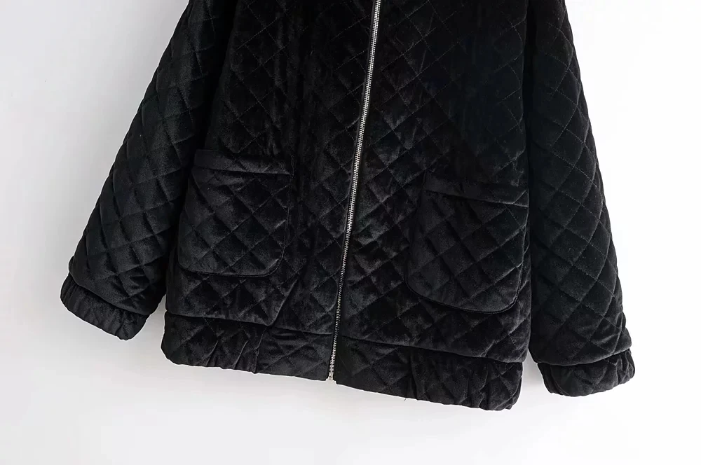 Осенне-зимние куртки в клетку с черными бриллиантами, женские бархатные парки, женское плотное теплое стеганое хлопковое пальто, повседневная верхняя одежда