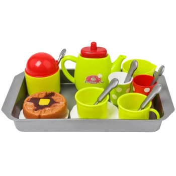 

15pcs/set Coffee Free Play Tableware Kitchen Toys DIY Plastic Kids Tea Set For Children Cute Skills Development Random Color
