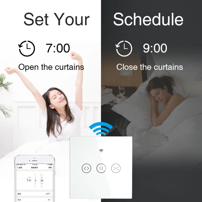 

WIFI RF433 Remote Control Curtain Switch 1 Remote Controls Multiple Switches 100-240V For Electrical Shutter Blind garage Door