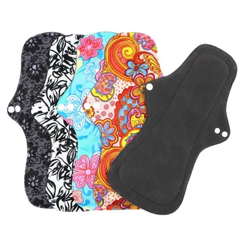 

DHL 200pcs Night-Use Cloth Menstrual Pad Sanitary Napkin Reusable Intimates Bamboo Charcoal Fleece Lining Waterproof PUL Outer