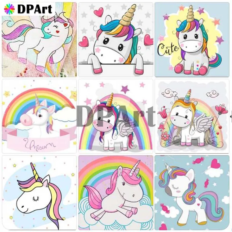 

Daimond Painting 5D Full Square/Round Drill Cartoon Unicorn Diamond Rhinestone Pebble Cross Stitch Mosaic Picture M1115