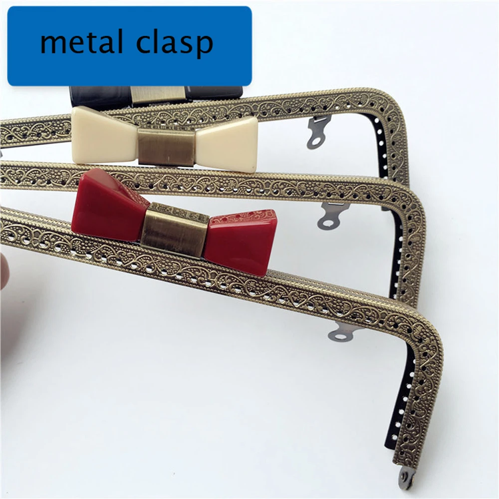 

20.5cm women DIY bag making metal clasp knurling purse frame with resin butterfly tie buckle 10pcs/lot