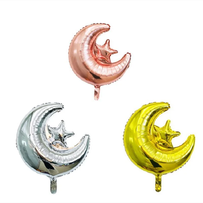 18-Ball Musulmano Eid Mubarak Ramadan 20 Pollici Moon Star Alluminio Film Palloncino Set Carta Latte Glitter Banner Eid Mubarak