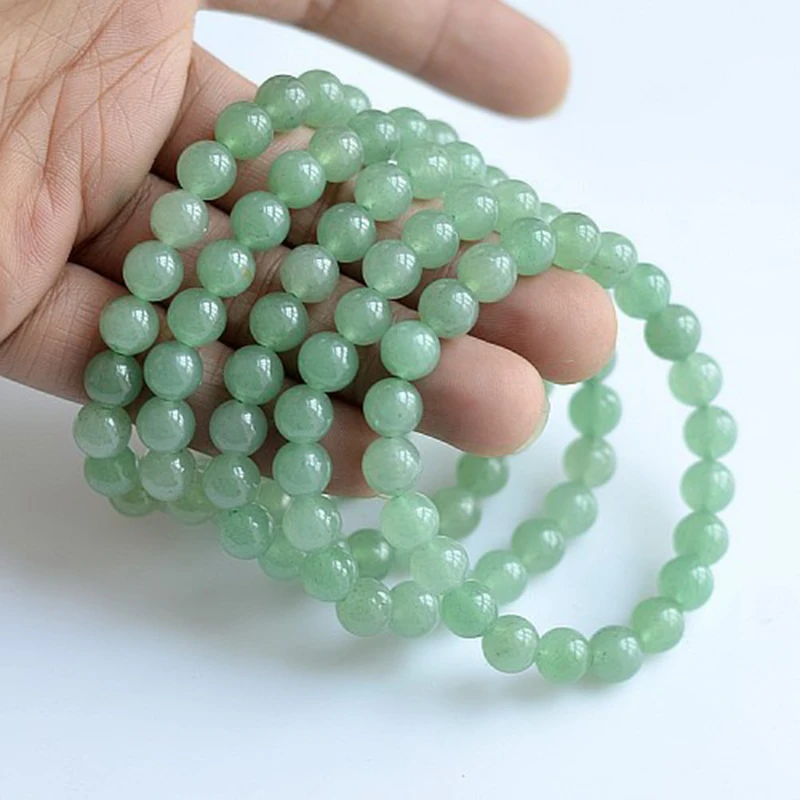 MOROW 100% Natural Green Aventurine Round Bead Stone Bracelet Jewelry Simple Women's Men Bracelets Fashion Classic Accessory New (8)