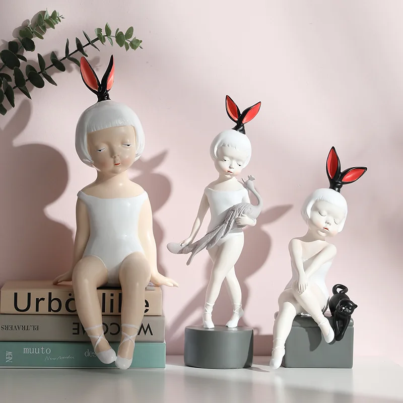 

Northern European-Style Creative Model Room Soft Loading Crafts Ornament Home Decorations TV Cabinet Bunny Princess Artwork