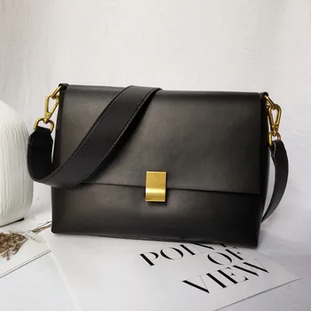 

Bag 2020 new trendy temperament simple messenger bag niche leather shoulder bag commuter bag female bag Crossbody Bags