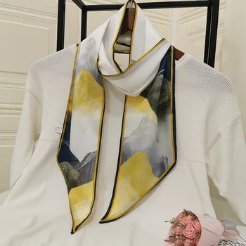 

2020 summer new long small silk scarf silk satin imitation silk professional scarf printing light luxury gift scarf A95