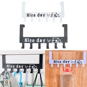 

Over-The-Door Hook Rack Panda Pattern Metal Hanger Wrought Iron Storage Holder Elegant Design Hanging Coat Hat Towel Bag Rack