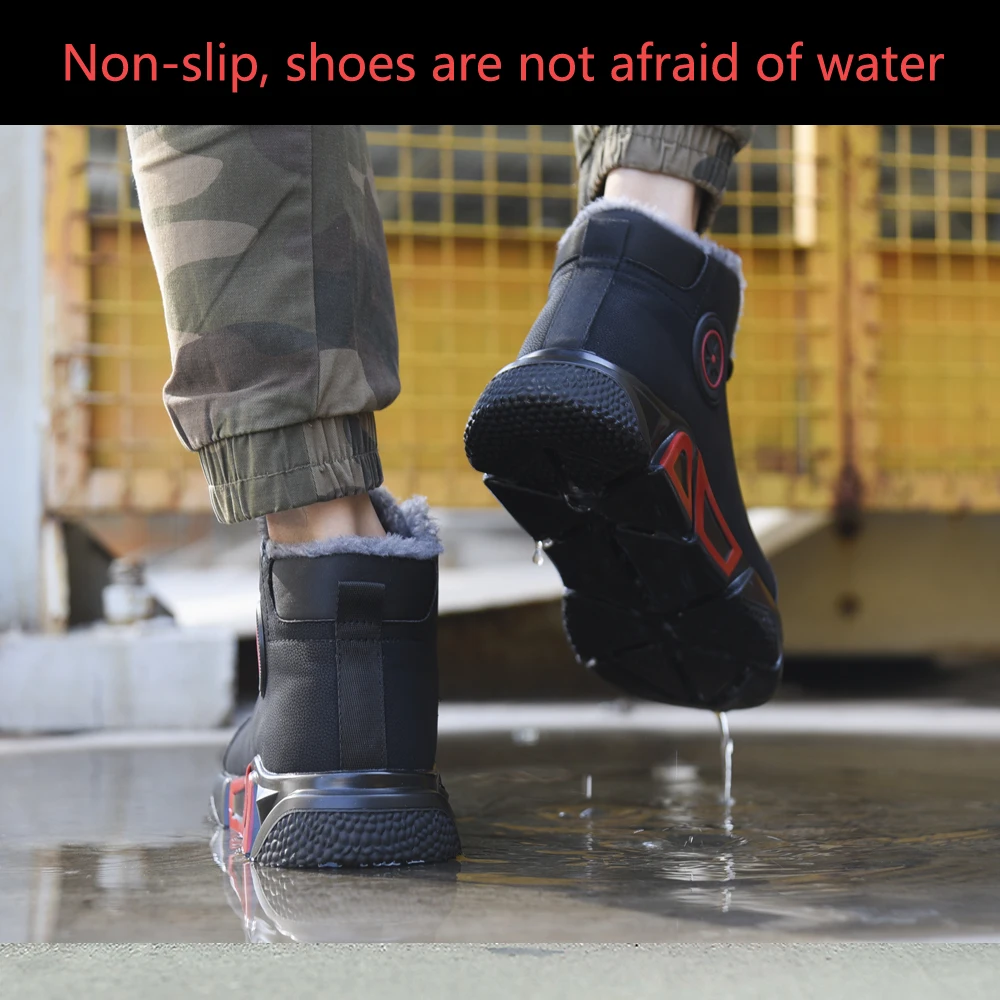 Роскошные Дизайнерские защитные ботинки для работы; Водонепроницаемая защитная обувь со стальным носком; небьющиеся кроссовки; теплые зимние ботинки; мужская обувь
