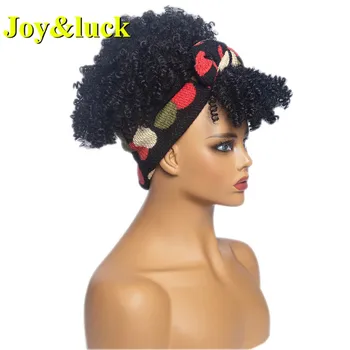 

Joy&luck Fluffy Headband Wig Synthetic Wrp and Wig Linked Turban Wig Short Kinky Curly Hair Wigs