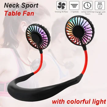 

Mini USB Portable Neck Wearable Fan Neckband With 1200 2000mAh Rechargeable Desk Fans 3 Speed Adjustable for Home Office Outdoor