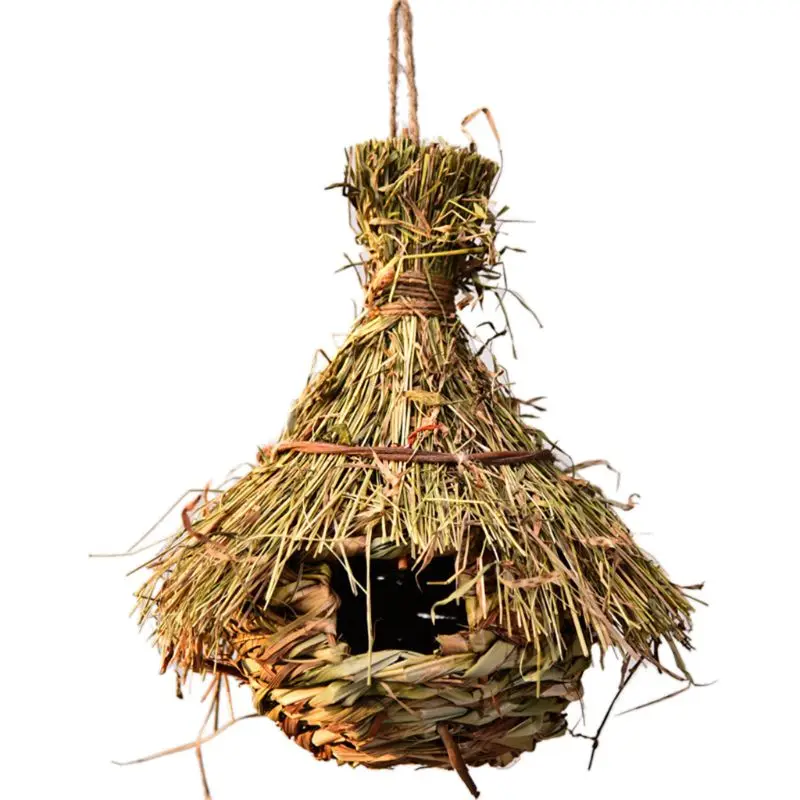 

Birds Nest Natural Grass Egg Cage Outdoor Decorative Weaved Hanging Parrot House