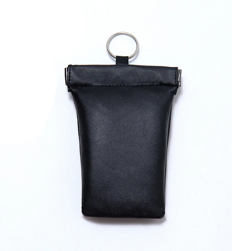 Черный кожаный ключ кошелек сигнальная экранирующая сумка экономка маленький автомобильный карман кольцо обертывание для мужчин
