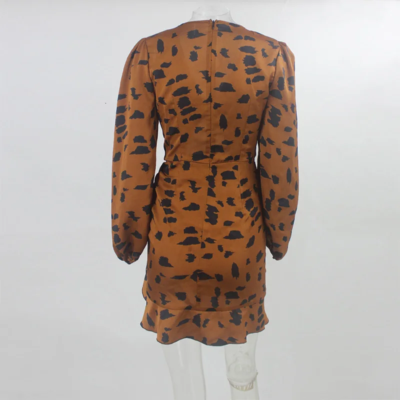 Ruffled Cutout Leopard Mini Dress