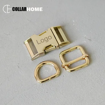 

100 sets engrave logo metal buckle 1" 25mm webbing D ring for dog pet collar accessories adjustment buckle snap hook zinc alloy