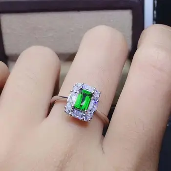 

Free shipping Natural And Real Diopside ring 925 sterling silver Fine jewelry For men or women