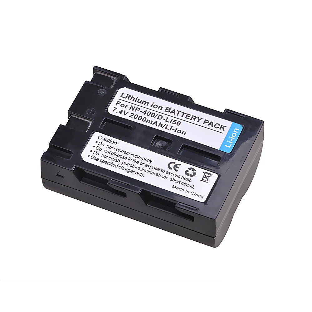 Rechargeable Battery 2000mAh D-Li50 NP-400 NP 400 For Konica Minolta DiMAGE A1 A2 Pentax K10D K20D Dynax 5D 7D Sigma SD15 SD14 camera battery