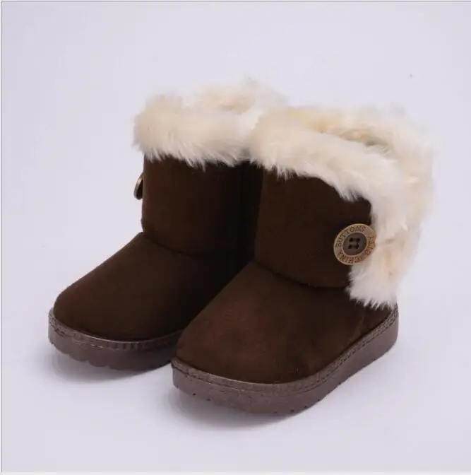 Детская зимняя обувь для мальчиков и девочек; теплая плюшевая мягкая детская модная обувь для мальчиков - Цвет: Шоколад