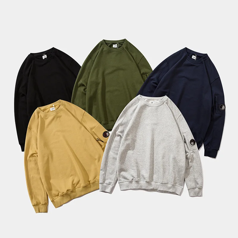 21 Autumn and Winter New Side Zipper Lens Terry Fabric Crew Neck Pullover Sweatshirt Hot Sale Coat Top 1