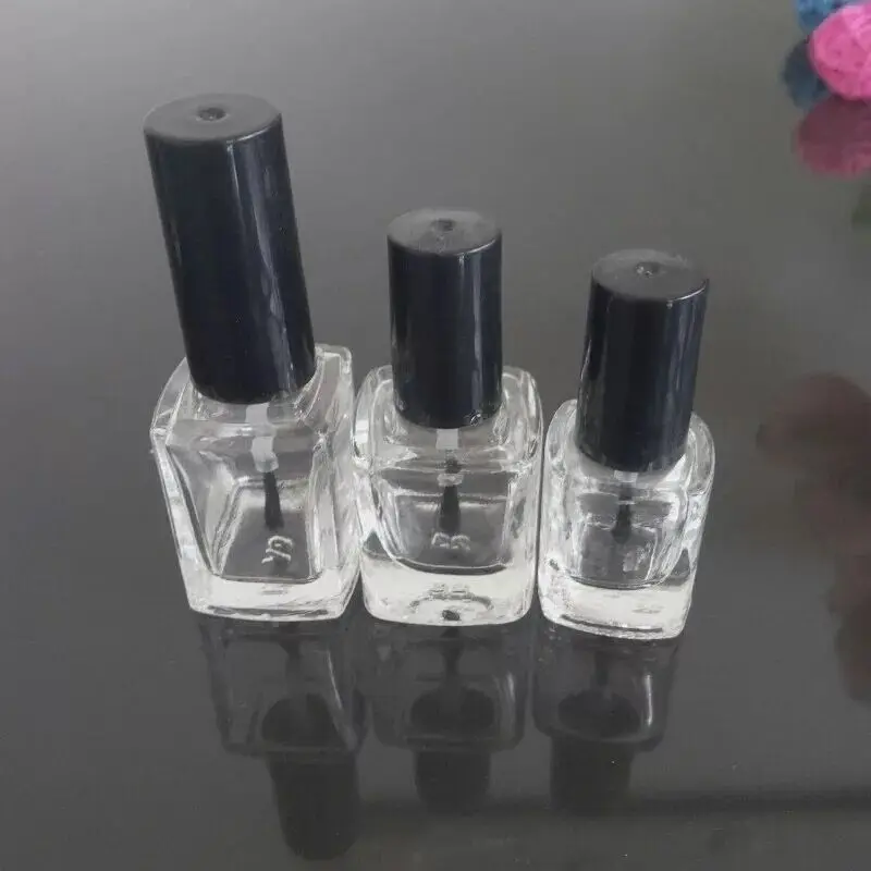 투명 유리 매니큐어 병 5 개 3/5/8/10/15ml, 뚜껑 브러쉬 포함, 화장품 용기, 네일 유리 병, 브러쉬 포함