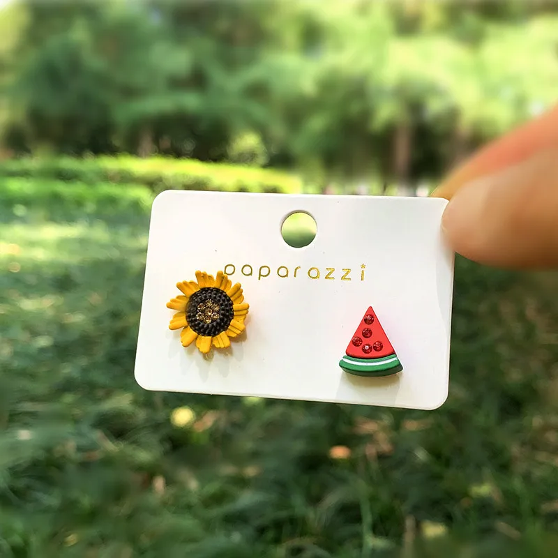 

New Fruit Flower Earring For Women Girls Lovely Red Strawberry Watermelon Pineapple Stud Earrings Female Chic Fashion Jewelry