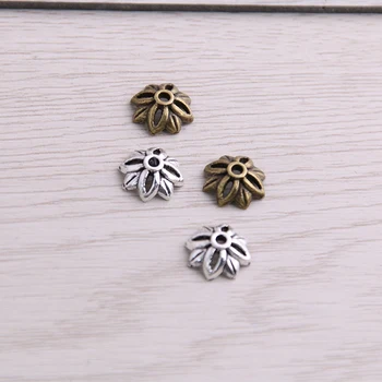 

SWEET BELL 200pcs 4*11*11mm Two Color Bead Caps Charm Hollow MINI Flower Pendants Jewelry Accessories DIY Receptacle Charms