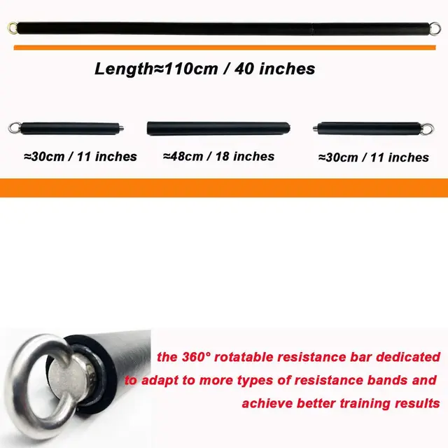 Workout Bar Fits All Resistance Bands with Clip Portable Resistance Bands Exercise Bar for Fitness Home Gym Workout Full Body 3