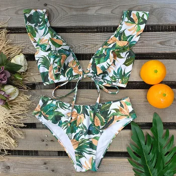 

2020 Sexy Bikinis Women Swimsuit Off The Shoulder Ruffle Swimwear Push Up Bathing Suits Beach wear Brazilian Biquini Set Fenale