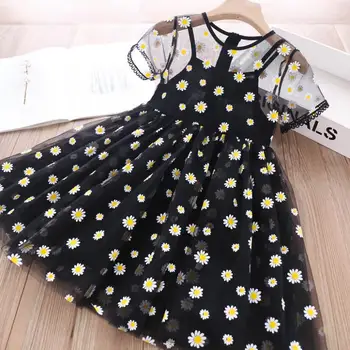 

girl dress 2020 summer baby girl daisy embroidery tulle princess dresses children's dress kids clothing wholesale