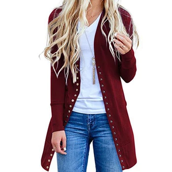 

Ladies Cardigans Coat Female Casual Long Sleeve Jacket Female Button Cardigan New Spring Autumn Women Thin Long Cardigan