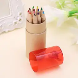 12 шт деревянные 12 цветов карандаши для рисования W/точилка Мини милый детский подарок
