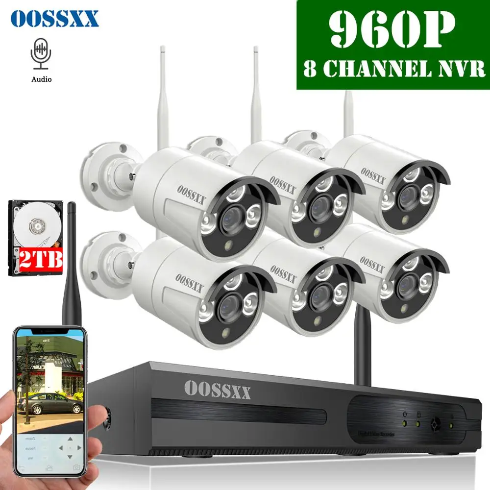 Беспроводная камера видеонаблюдения 8 каналов 1080P NVR 6 шт. 960P (1 3 м) | Безопасность и