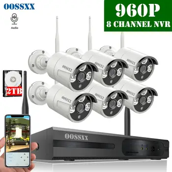 

Security Camera System Wireless, 8CH 1080P NVR Kit, 6pcs 960P(1.3M) Outdoor Audio CCTV Wireamera Wifi Video Surveillance System