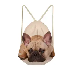 Милый женский рюкзак с 3D принтом французского бульдога на шнурке с рисунком собаки Mochila Bolsa мужские сумки для путешествий школьная сумка на