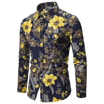 

Men Fashion Shirt Men 2019 New Wild Long-sleeved Shirt Casual Cotton and Linen Trend Large Size Shirt Men Clothing