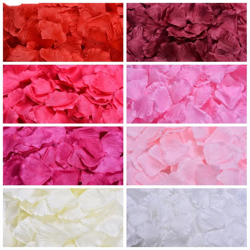 1000pcs Artificial Wedding Rose Petals Decorative Floral Polyester Wedding Roses Home Marriage Arrangement