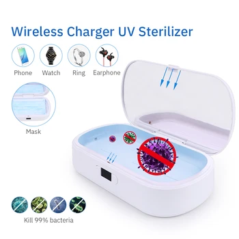 

Multifunctional UV Sterilizer Fast Wireless Charger Box Jewelry Phones Cleaner Personal UV Light Sanitizer Disinfection Box