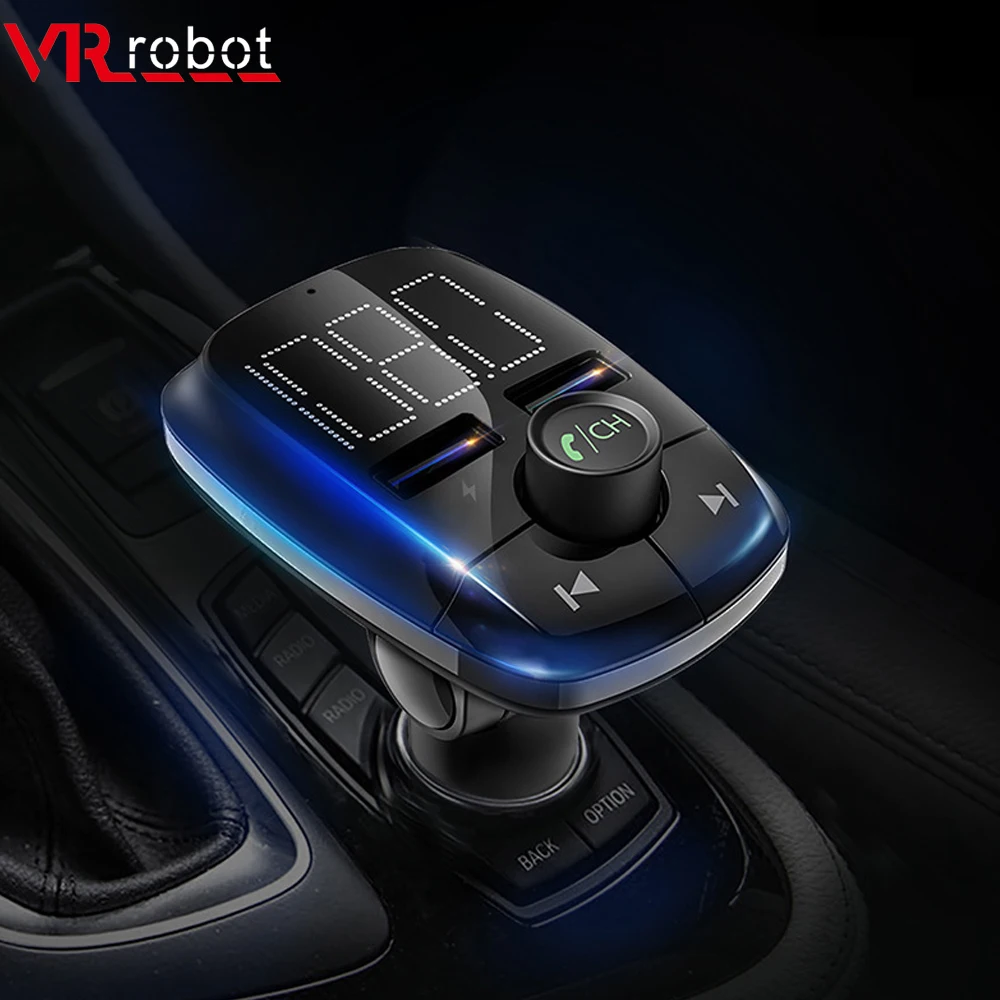 VR робот FM передатчик модулятор Bluetooth Handsfree Car Kit Аудио Автомобильный MP3 плеер 5V 2.4A USB